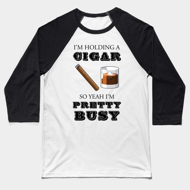 Funny Cigar Smoking Whiskey Bourbon Drinking Dad Scotch Havana Cap Baseball T-Shirt by Shirtsurf